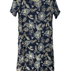 LOFT Floral Navy Blue Dress